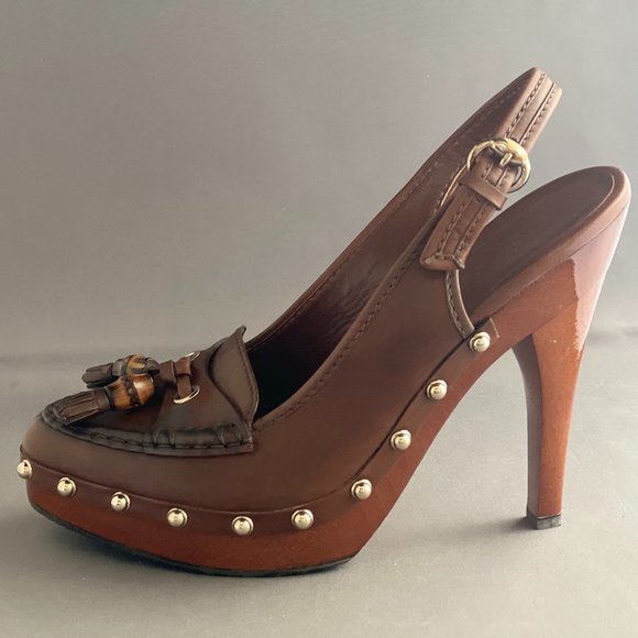 Gucci Bamboo Tassel Leather Loafers Pumps Cognac - Picture 3 of 6